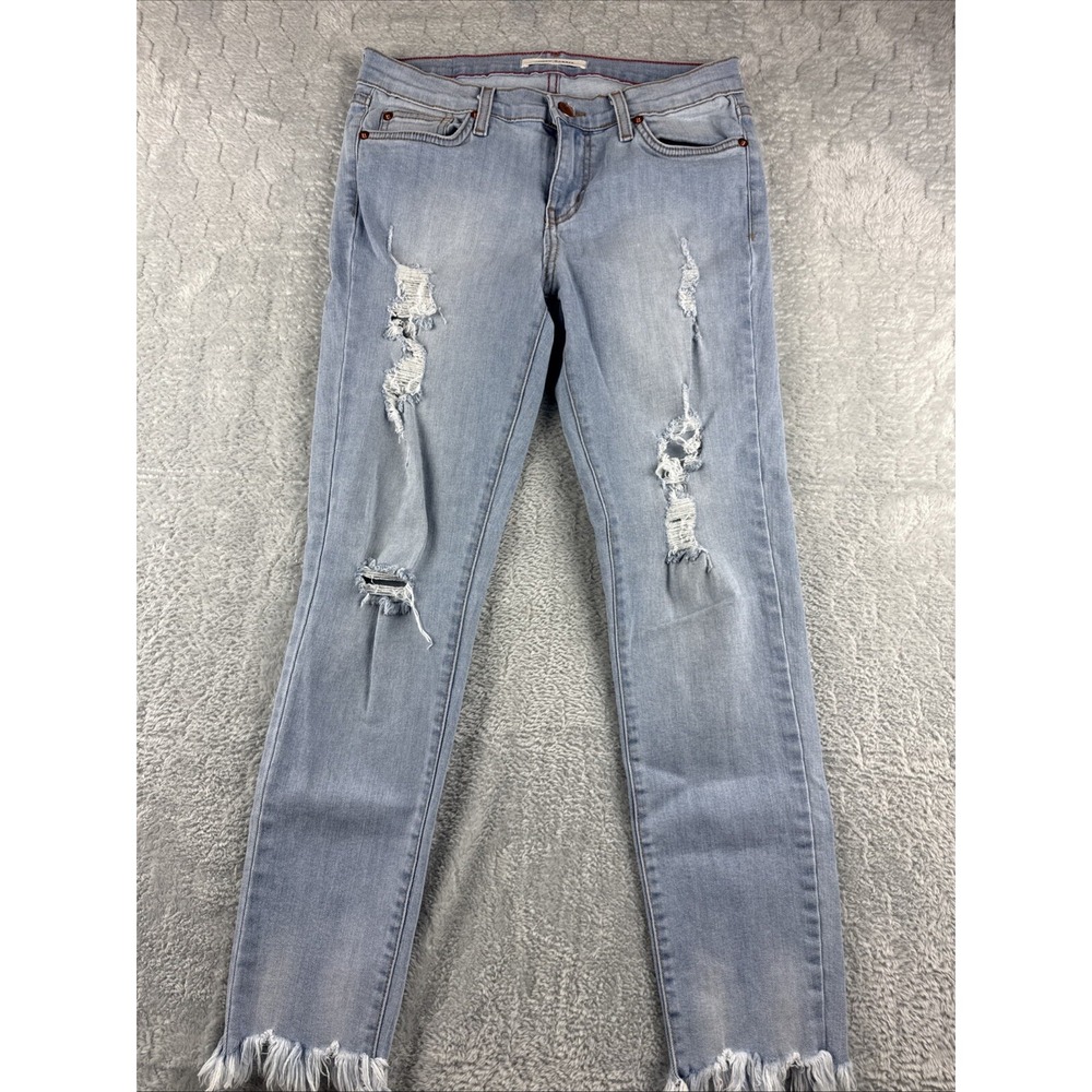 Anthropologie Angry Rabbit Light Distressed Denim Blue Jeans Size 7 Retro Boho